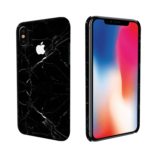 iPhone X Back Cover and Case Jet Black Marble Design