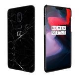OnePlus 6 Jet Black Marble Back Cover and Case Black Cracked