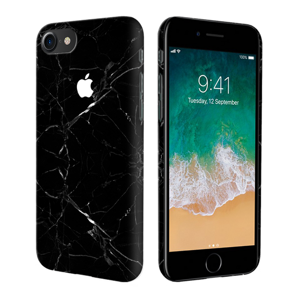 iPhone 7/8 Back Cover and Case Jet Black Marble Design