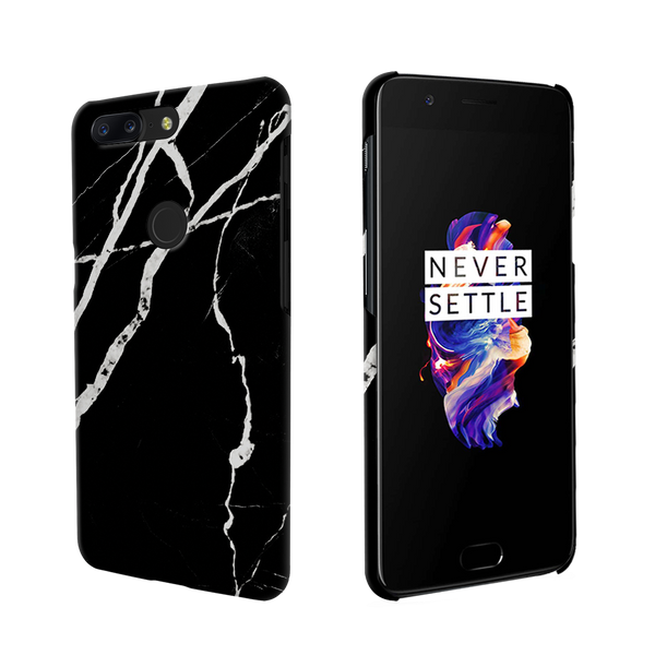 OnePlus 5T Marble Back Cover and Case Black Cracked