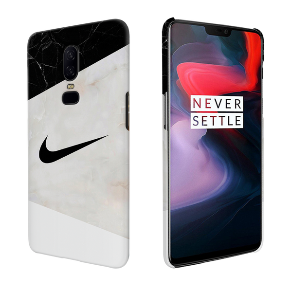 OnePlus 6 Nike Marble Back Cover and Case Black Cracked