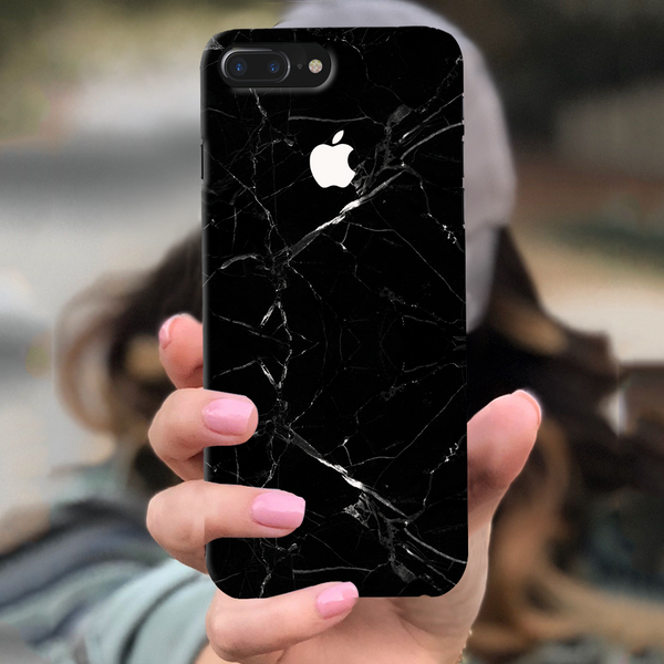 iPhone 7/8 Plus Back Cover and Case Jet Black Marble Design