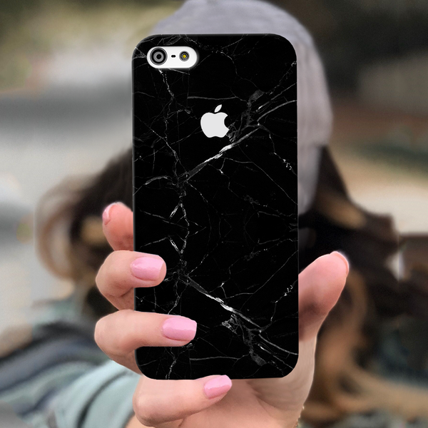 iPhone 5S/SE Back Cover and Case Jet Black Marble Design