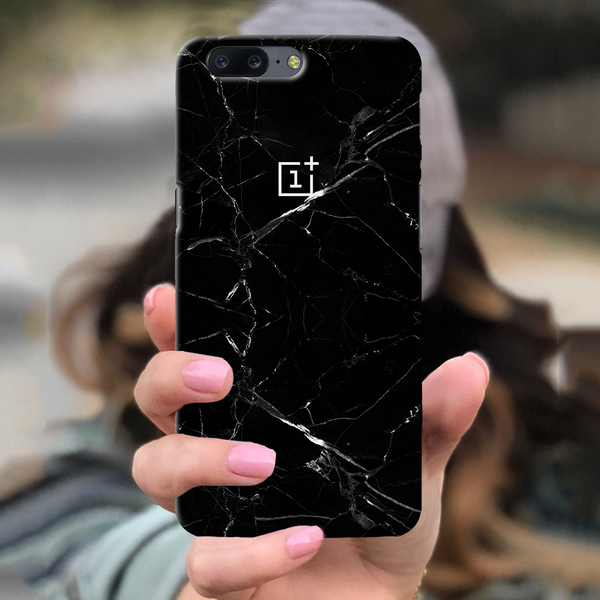 OnePlus 5 Back Cover and Case Jet Black Marble Design