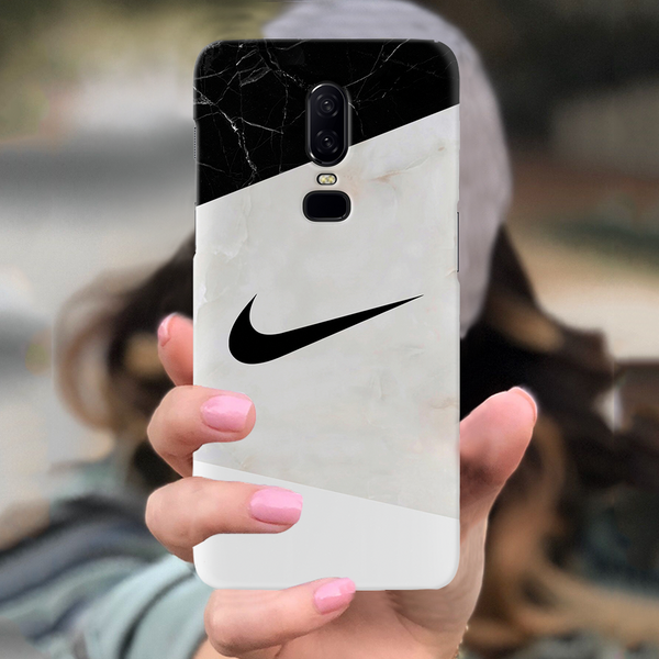 OnePlus 6 Nike Marble Back Cover and Case Black Cracked
