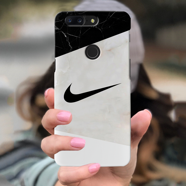 OnePlus 5T Nike Marble Back Cover and Case Black Cracked