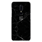 OnePlus 6 Jet Black Marble Back Cover and Case Black Cracked