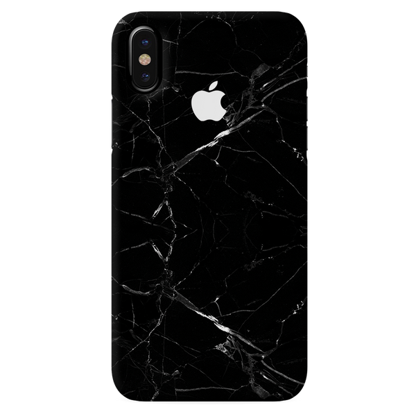 iPhone X Back Cover and Case Jet Black Marble Design