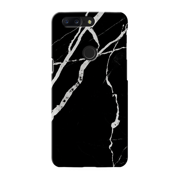 OnePlus 5T Marble Back Cover and Case Black Cracked
